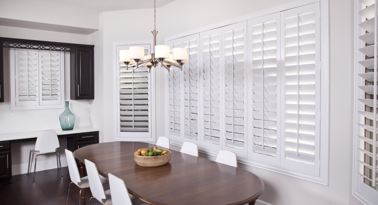 plantation shutters in Salt Lake City dining room